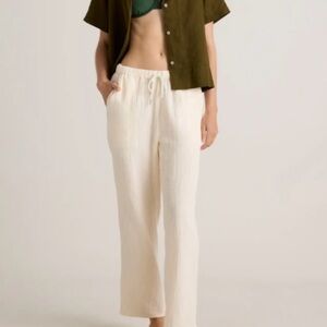 Quince 100% Organic Cotton Gauze Pant Cream Ivory Size Large